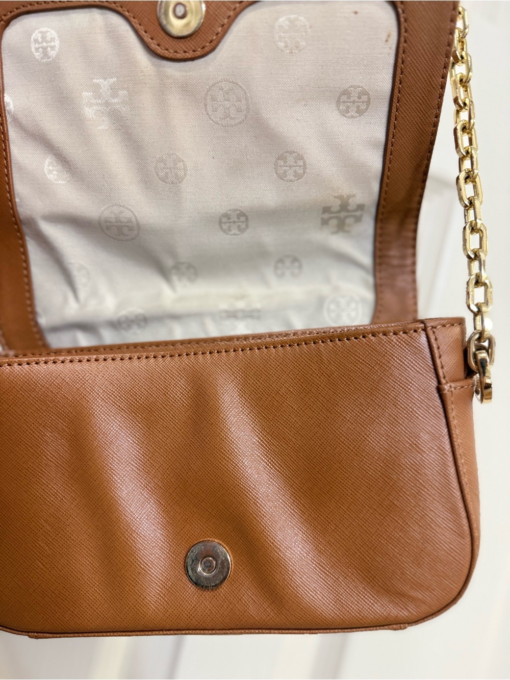 Tory Burch Brown Leather Chain-strap Crossbody Bag - Picture 5 of 8